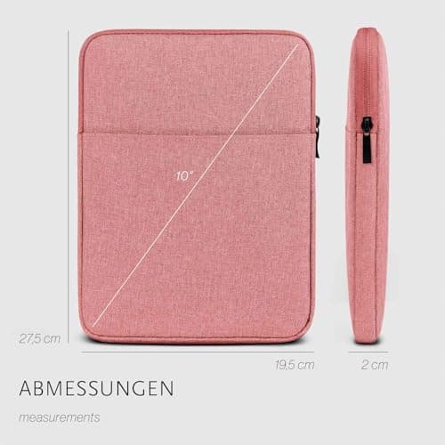 moex Tablet Case for Samsung Galaxy Tab S10 FE - Sleeve Case with Compartment for Accessories, Polyester Fibre Protective Case Minimalist with Zip, Water-Repellent, Pink — view 6