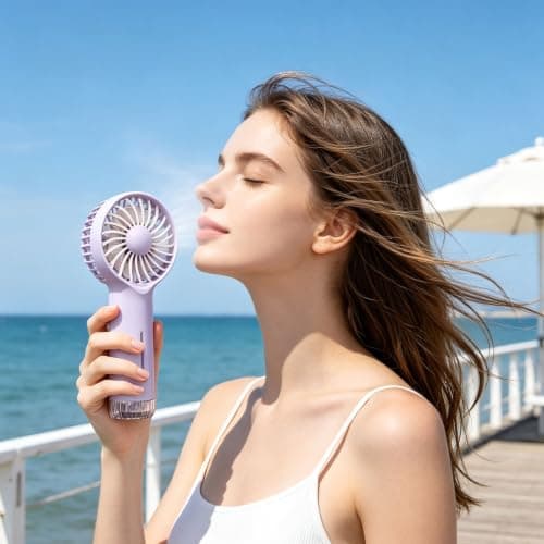 JytxhgzrVZ Portable Fan with Water Mist Spray, Mini USB Hand Fan Rechargeable, Fans Cooling Water Fan Handheld for Outdoor Indoor Summer Holiday Office, Travel Essentials (Purple B) — view 4