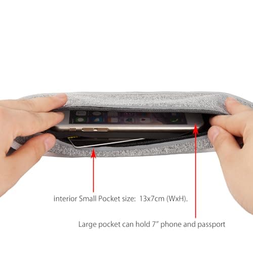 Ahijklmn Running belt,Slim Running Waist Fanny Pack Runner Exercise Phone Belt Hip Pouch Bag for Women Men iphone Samsung, White Grey, One Size, Classic — view 2