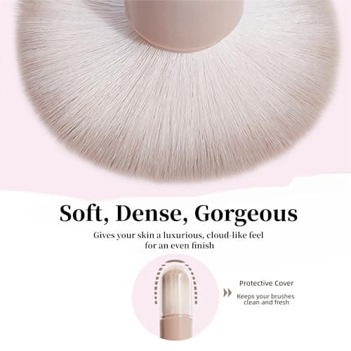 Retractable Powder Makeup Brush with Lip Brush, 5-in-1 Portable Travel Makeup Brushes, Extensible Lip Brush & Powder Foundation Blusher Face Brush for Liquid Cream Powder Cosmetic Multi-task — view 5