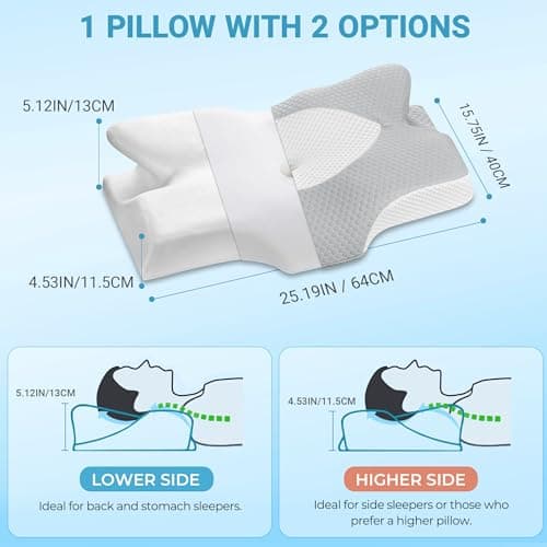 Elviros Cervical Memory Foam Neck Pillow for Neck Pain Relief — view 3