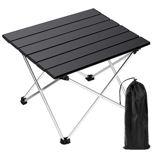 Camping Table, Portable Roll Up Folding Table, Compact Picnic Aluminum Table with Store Bag, 700g Easy to Carry Small Table, 30s Quick Assemble, Ideal for Outdoor Picnic Beach BBQ Hiking Fishing