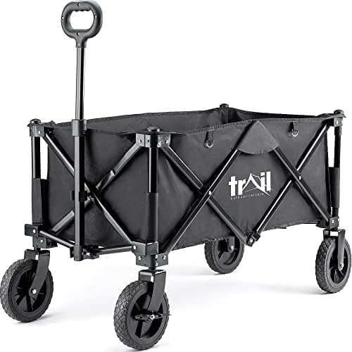 Trail Folding Camping Festival Trolley, 80kg Capacity, Black