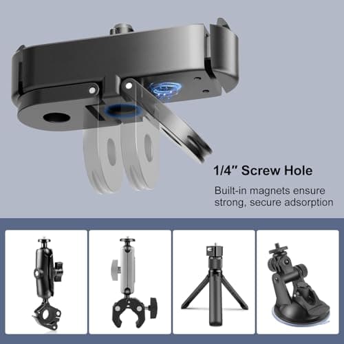PULUZ Quick Release Mount, Magnetic Latch Mount with 1/4''-20 Screw Hole Tripod Connector Port for GoPro Hero 13 Black — view 5