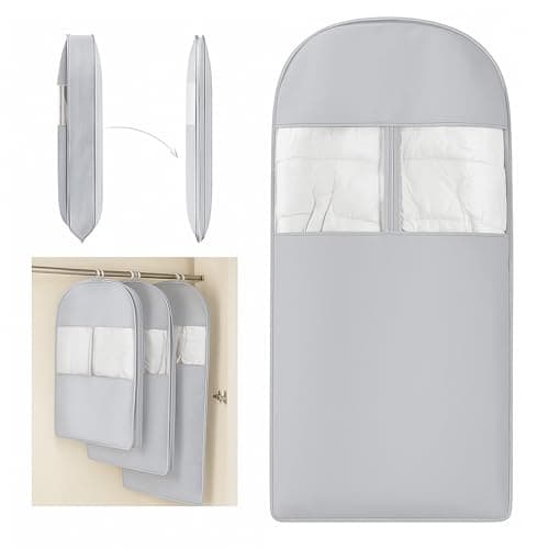 Space Saving Hanging Compression Garment Bag with Zipper for Closet Storage, Hanging Clothes Storage Bag, Garment Covers for Coats and Down Jackets (Gray, XL)