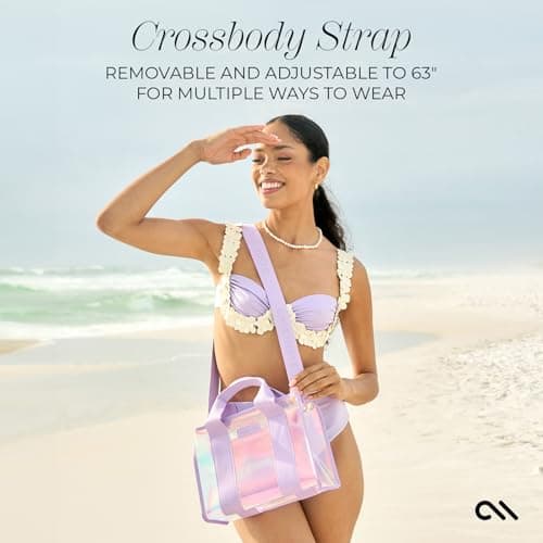 Case-Mate Soap Bubble Mini Beach Tote - Iridescent Beach Bag with Crossbody Strap for Women - Waterproof, Tip-Proof, Foldable & Washable - Tote Bag for Pool, Travel and Vacation - Small — view 4