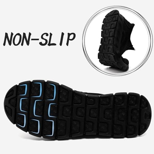 Mens Trainers Running Shoes Slip on Walking Gym Sneakers Black UK Size 9.5 — view 5