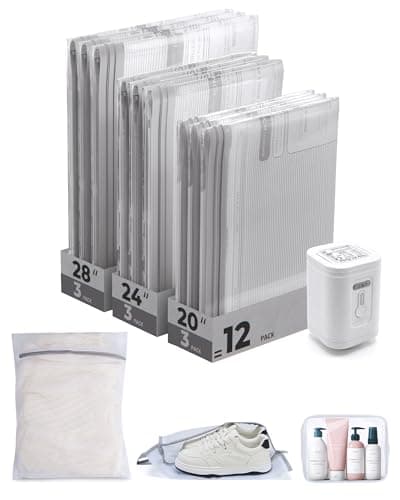 BAGSMART Travel Vacuum Bags 12 Pack with Wireless Pump Airtight Space Saver