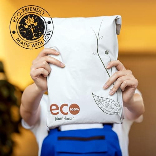 Treehouseco Compostable Mailing Bags – Biodegradable Postage Bags, Eco Friendly Mailers – Reusable, Sustainable & Plastic Free Packaging for Shipping Parcels (50pcs, Small: 9" x 12") — view 2