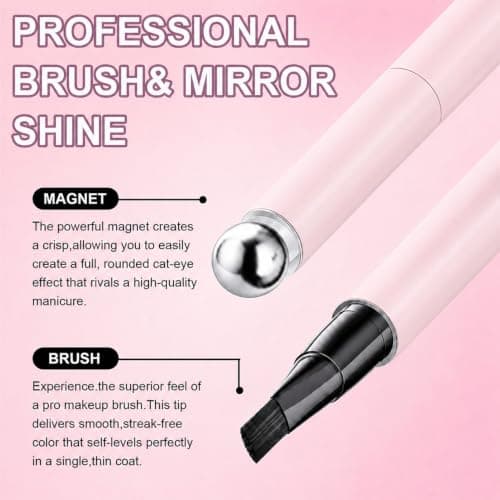 Cat Eye Gel Pen, No Base/Top Need, Snap-On Magnet, Sheer Pink Glass Glitter — view 3