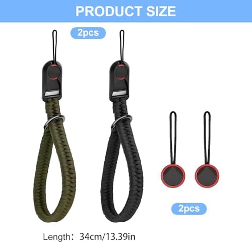 2 Pcs Paracord Camera Wrist Strap with Quick‑Release Buckles, Adjustable D‑Ring Safety Camera Hand Straps for DSLR and Mirrorless Cameras, Ideal for Travel and Outdoor Photography — view 2