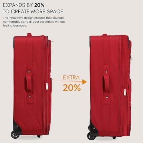 ARIANA Suitcase Medium Lightweight Luggage Trolley Expandable Suitcase 2 Wheel Travel Bag - 70x46x26cm (Red, 26" Medium) — view 3