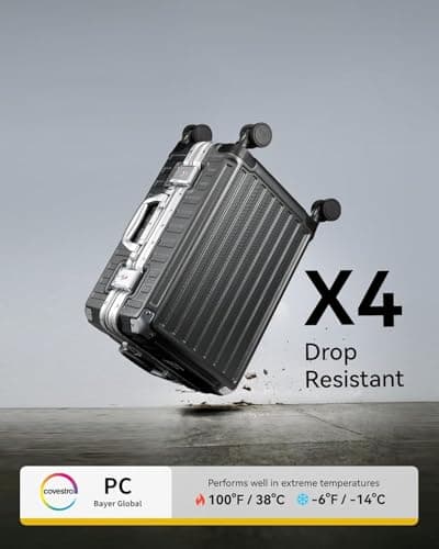 Luggex Zipperless Suitcase with Aluminum Frame, Polycarbonate Hard Shell Carry On Suitcase with Spinner Wheels, TSA Lock (Charcoal Metallic, 55,8x37x24 cm) — view 5