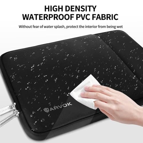 ARVOK Laptop Sleeve Case,Waterproof Notebook Cover for MacBook Air MacBook Pro inch, PVC Computer Carrying Bag with Pocket,Black — view 3
