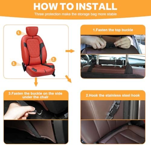 URAQT Car Seat Organizer 2 PCS, Car Back Seat Organizer, 6 Storage Pockets Cars Organizers with Foldable Table Tray and Tablet Holder, for Your SUV, Truck, Cars Storage Bag Travel Accessories Black — view 4