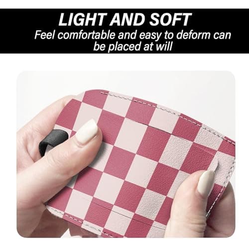 BHAHB 2 Pack Luggage Tag Luggage Tags PU Leather Suitcase Tags Aesthetic Cute Travel Bag Labels for Women Girls (P12-Pink Checkered) — view 4
