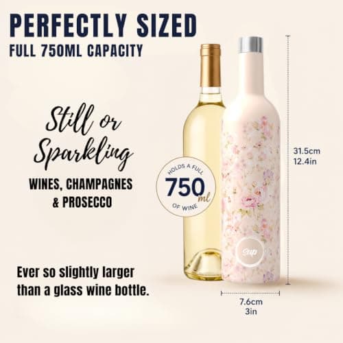 Sup Insulated Wine Bottle 750ml Flowers | Stainless Steel Wine Cooler Bottle — view 3