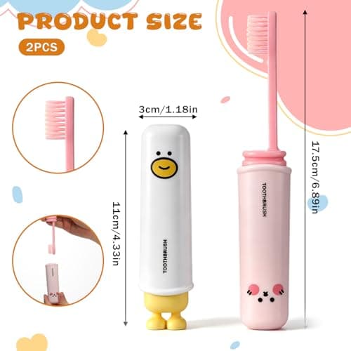QFGasre 2 Pcs Folding Toothbrush Travel Toothbrushes with Case for Adults — view 2