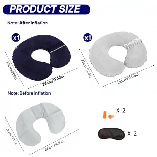 WZHHDM Inflatable Neck Pillow For Travel, 2PCS Inflatable Travel Pillow — view 2