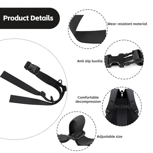 ZALAOR 2 Pairs Black Adjustable Nylon Backpack Chest Straps With Buckles — view 3