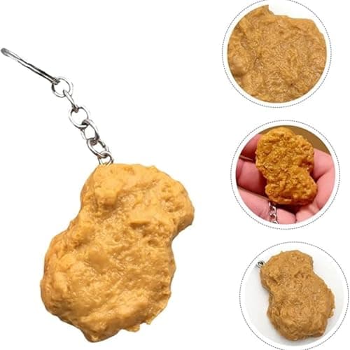 ASREJUR Realistic Chicken Nugget Keyring,Chickens Nuggets Gifts,Funny Gifts Chickens Nugget Keyring Chain,Cute Fried Chicken Nuggets,for Suitcases Handbag Purse Keys Accessories Festival Christmas — view 3