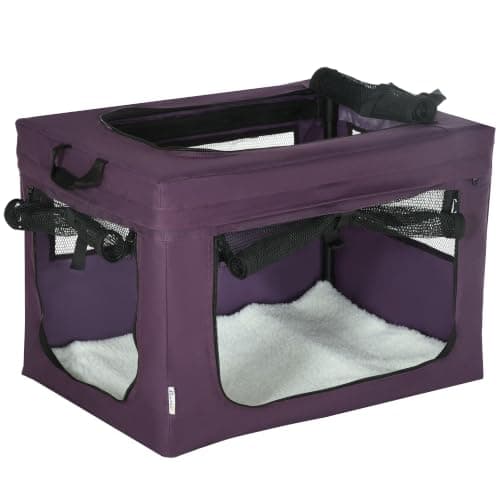 PawHut Pet Carrier Soft Dog Crate for Miniature Dogs 60 x 42 x 34 cm Purple