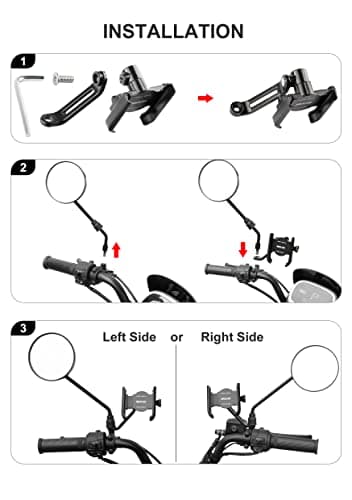 Mulor Motorbike Phone Holder Motorcycle Phone Mount on Rear View Mirror 360° Rotatable — view 6