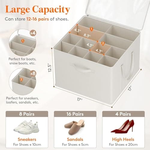 Lifewit Shoe Storage Organiser for Closet, Holder Box, 1 Pack, White — view 2