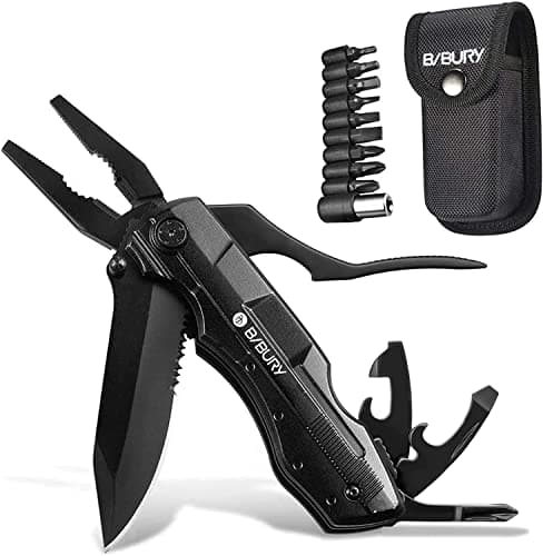 BIBURY 5 in 1 Multitools,Foldable Pliers Stainless Steel Camping Multi Tool