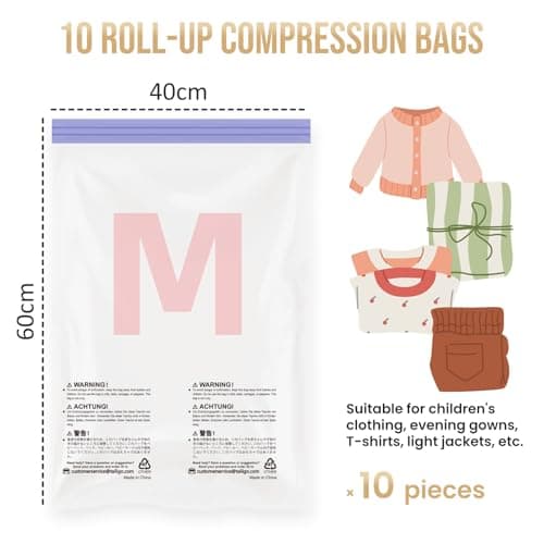 TAILI Small Vacuum Bags for Clothes, 10 Pack 60 X 40 CM, Space Saver — view 2