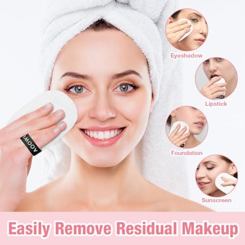 AOOWU Makeup Remover pad Set, 8 Pack Ultra Soft, Washable, Reusable Face & Skin Cleaner, Eye Makeup Remover Pads with Wash Bag — view 6