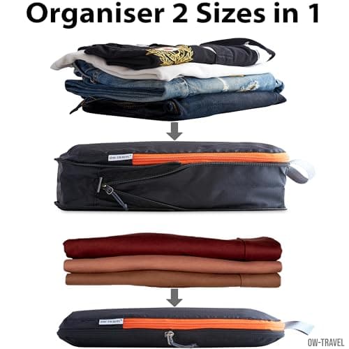 OW-Travel Compression Packing Cubes for Suitcases, Black, Medium 4 Pack Set — view 2