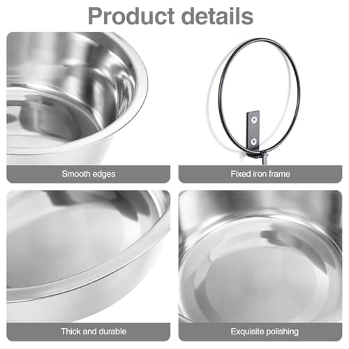 Wall Mounted Dog Bowl, Stainless Steel Hanging Pet Bowl Foldable Food and Water Bowls Anti-Roll for Dog Cat Bird Guinea Pig Rabbit Silver 20 * 8 cm — view 4