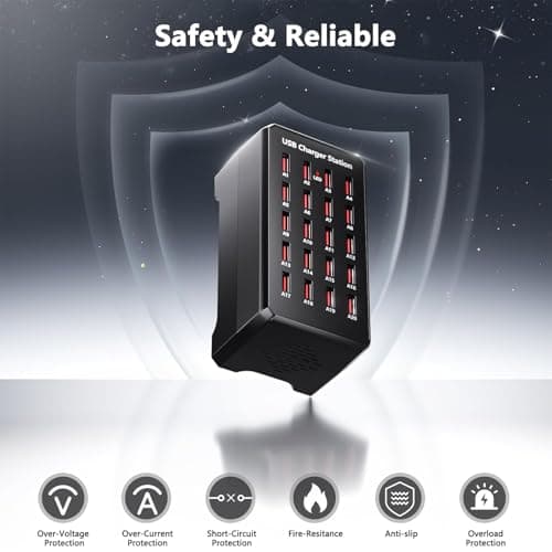 USB Charger Station, 20 Ports 100W/20A Desktop USB Charging Station — view 5