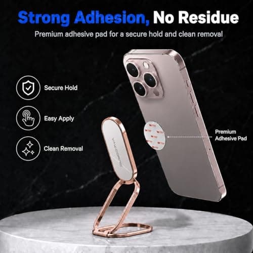 VAWcornic Phone Ring Holder, 540° Dual Direction Rotating Metal Phone Stand Phone Grip for Smartphone (iPhone, Samsung, HUAWEI), Tablet, Kindle, Switch, Compatible with Magnetic Car Mount, Rose Gold — view 3
