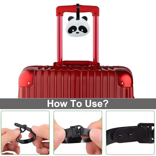 Generic 2PCS Cute Panda Suitcase Tags with Name ID Card, Silicone Secure Luggage Labels for Travel, Perfect to Quickly Spot, Baggage Labels, Handbag Tag for Kids Boys Girls — view 2