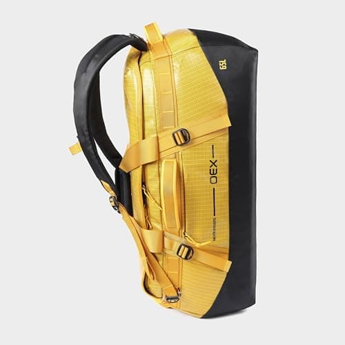 OEX Ballistic Ultra Duffel Bag, 65L, Polyester Ripstop with TPU Coating, for Travel and Outdoor Use, Adjustable Detachable Shoulder Straps, 64x27x30cm (Yellow, 65 Litre) — view 3