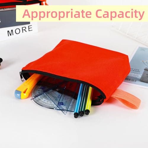 Jinavoty 12-Pack Canvas Makeup Bags, Multi-Purpose Pencil Case Zipper Pouch for Craft (Multicolor) — view 6