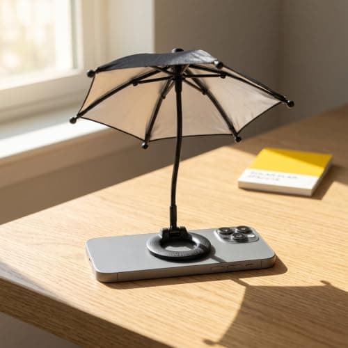 Zerodeko Magnetic Phone Mini Umbrella Black Plastic Metal Folding Shade — view 6