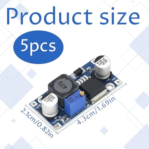 5 Pcs LM2596 Buck Converter Voltage Regulator, Adjustable Step Down Dc Dc Converter, 3.0-40V To 1.5-35V Output,High Efficiency for DIY Electronics,Arduino,Raspberry Pi Projects — view 2
