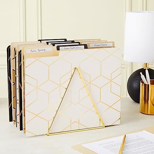 Decorative File Folders, 1/3 Cut Tab, Letter Size, Gold Foil Geometric (12 Pack) — view 2