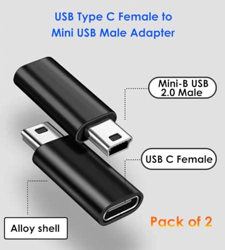 Mepsies USB C to Mini USB Adapter, Type C Female to Mini USB2.0 Type-B Male — view 2