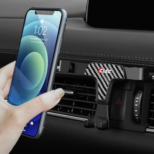 BEERTE Phone Holder fit for Mazda CX-5 2017-2024 Adjustable Air Vent Car Dashboard Cell Phone Mount Carbon Fiber Pattern Gravity Phone Mount fit for Any inches Smartphone — view 5
