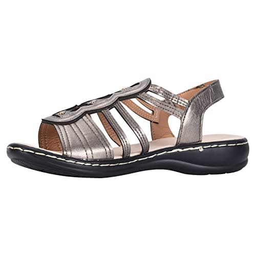 RLEHJN Orthopedic Sandals Women Comfortable Open Toe Walking Sandals Breathable Easy Fasten Wedge Sports Roman Sandal Faux Leather Slingback Summer Outdoor Beach Shoes for Hiking Trekking Size 3-7.5 — view 4