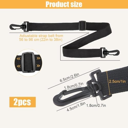 AZWOOD Crossbody Shoulder Bag Strap, 90cm Adjustable Bag Straps Replacement 2Pcs Black Wide Belt with Quick Release Buckle Clip Handbag Universal DIY Accessories for Duffel Laptop Bags Briefcase — view 2