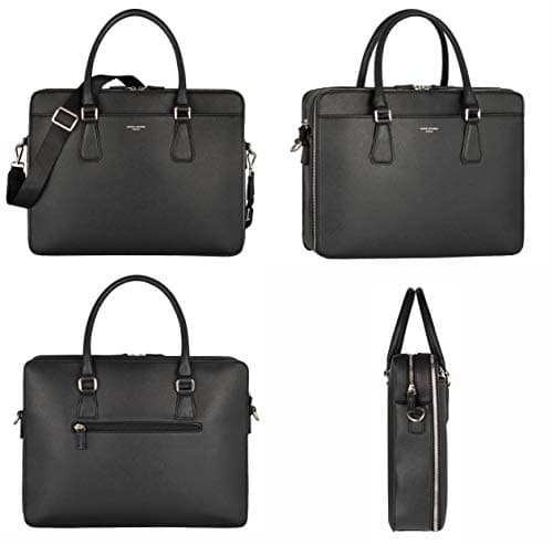 David Jones - Men's Business Briefcase Work Satchel - 13 Inch Laptop Bag PU Leather - Shoulder Messenger Bag - Multiple Pockets Crossbody Bag - Computer Handbag Office College Travel Elegant - Black — view 4