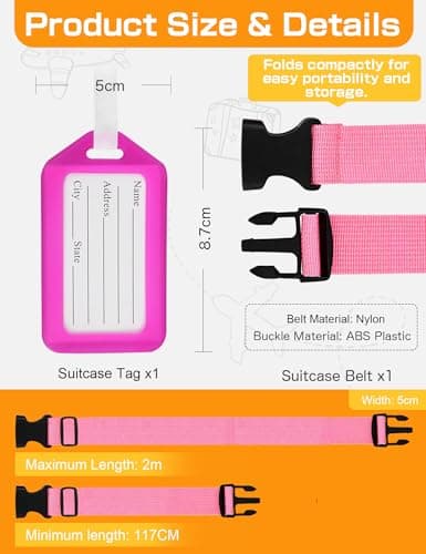 Luggage Straps, Adjustable Suitcase Straps, 2m x 5cm — view 4