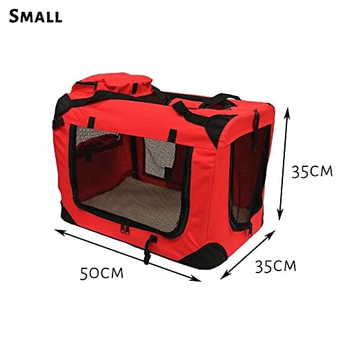 Petbarn Portable Soft Fabric Pet Carrier Folding Dog Cat Puppy Travel Transport Bag (Small, Red) — view 4