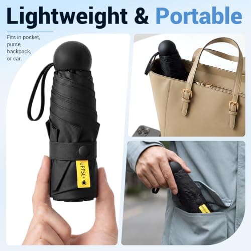 Jexine 6 Pack Mini Travel Umbrella Portable Compact Umbrellas Windproof Compact Manual Open Close Umbrella UV Protection Small Folding Design Fit in Pocket or Purse Lightweight Portable for Women Men — view 3