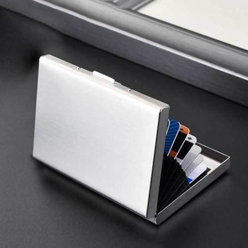 Zenllihome Stainless Steel Credit Card Holder, for RFID Blocking Metal Card Case with 6 Slots, for Slim Pocket Organiser for Business Cards & ID, Secure Travel Walle(Silver) — view 2